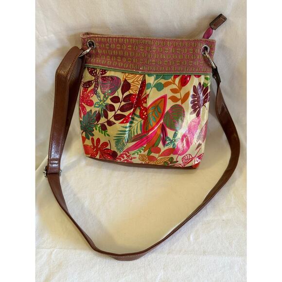 Merona Floral Canvas Crossbody Bag – Vibrant Botanical Print - Picture 3 of 4